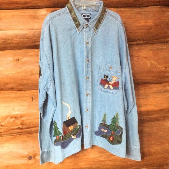 Three Rivers | Tops | Three Rivers Embroidered Applique 3d Ceramic ...